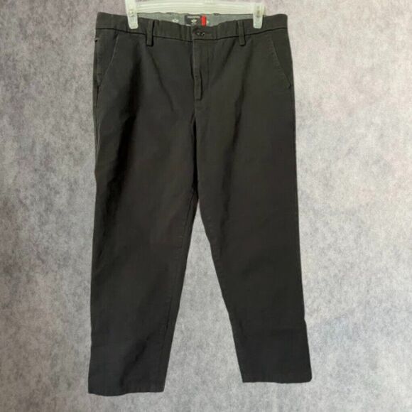 Dockers Pants Mens Size 38x32 Black Flat Front Straight Leg Stretch Chinos - Picture 1 of 16